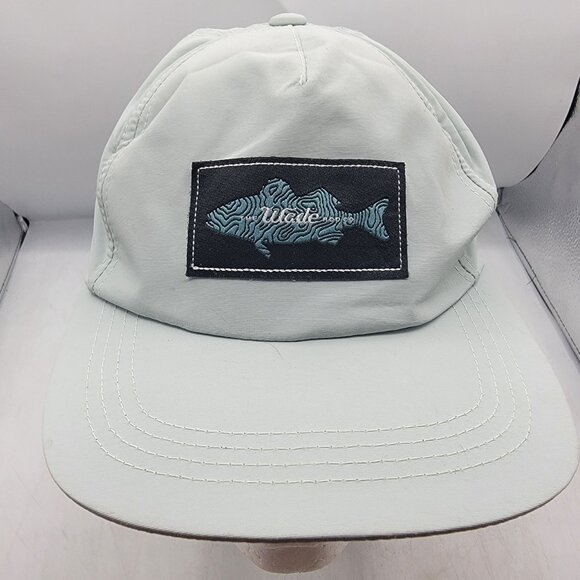 Postfly The Wade Mens Light Gray Adjustable Hat Cap Fish Patch Fishing Outdoors